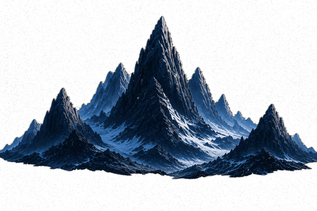 Layered dark mountain silhouettes